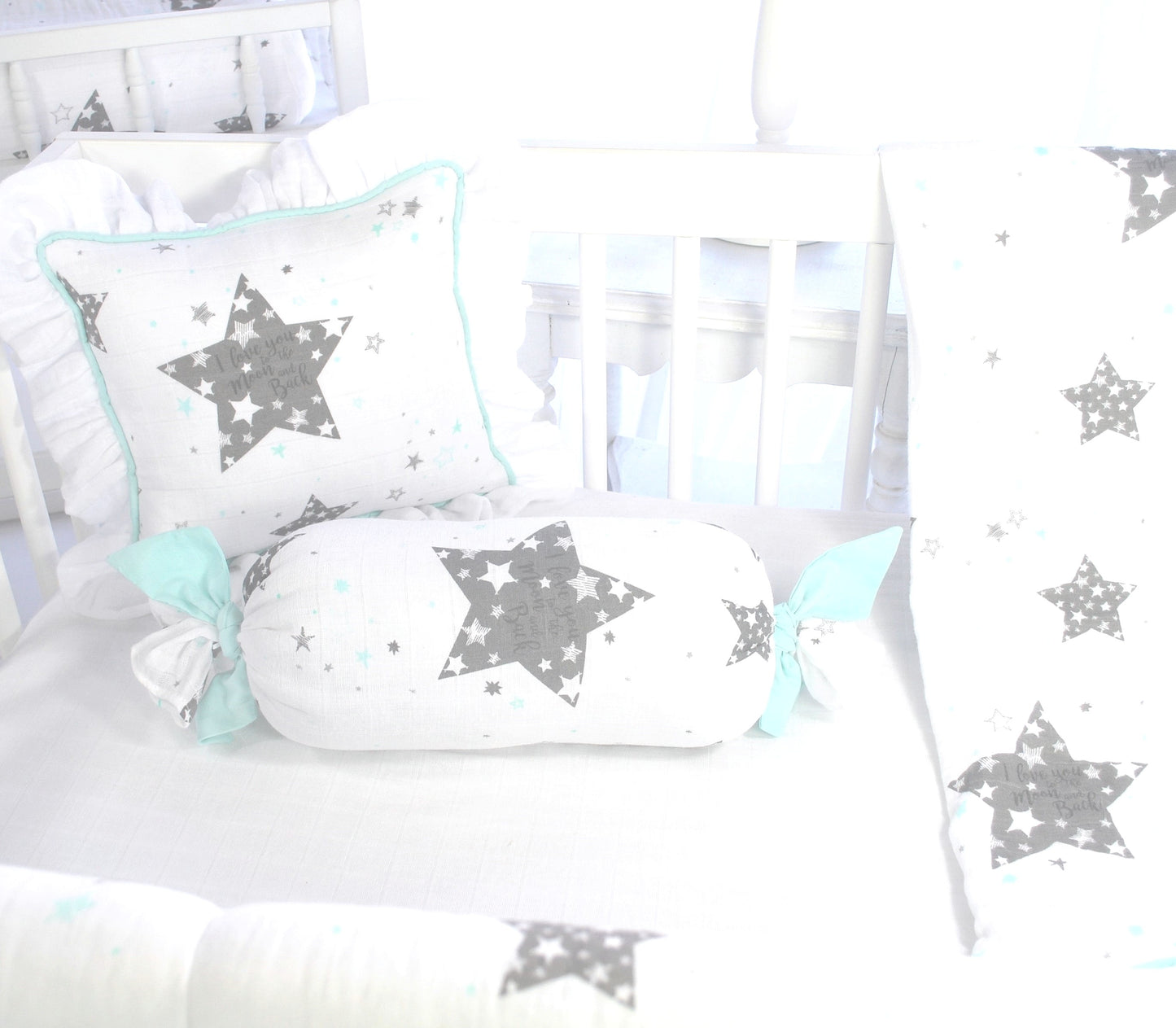 Star Love you to the Moon    Bolster Pillow