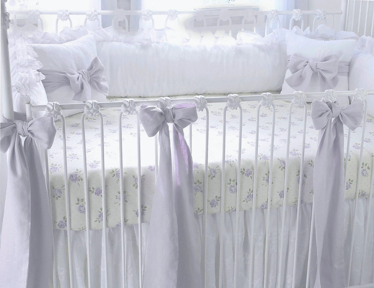 Orchid Lavender Linen 4 Piece Crib Bedding Set