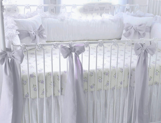Orchid Lavender Linen 4 Piece Crib Bedding Set