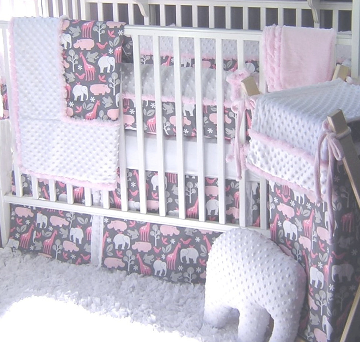 Animal Cookies Pink 3 Piece Crib Bedding Set