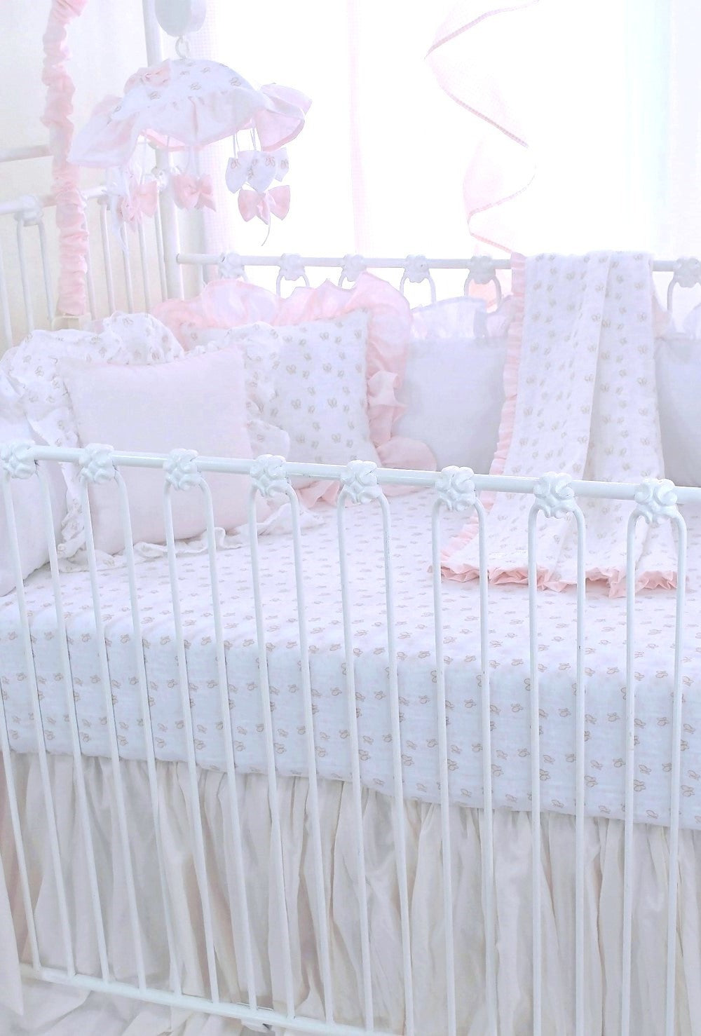 Butterfly Tales Pink 4 Piece Cotton Crib Bedding Set