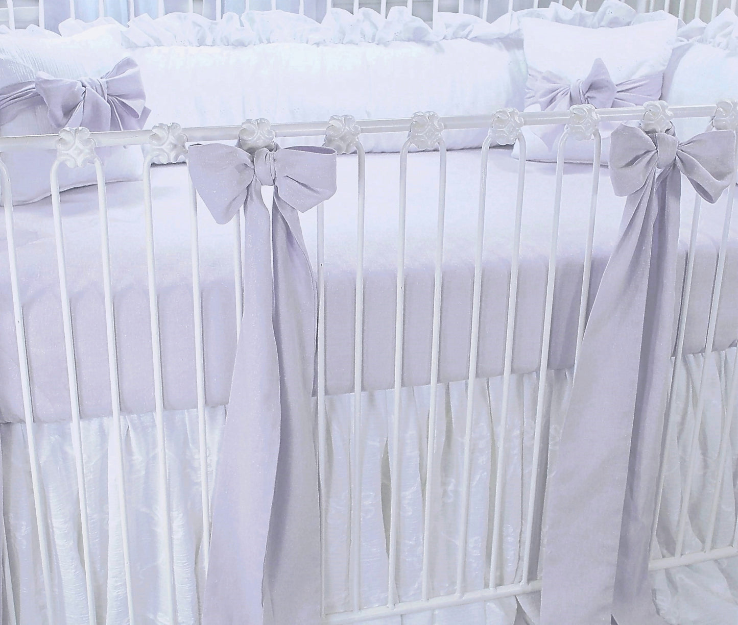 Orchid Lavender Linen 4 Piece Crib Bedding Set