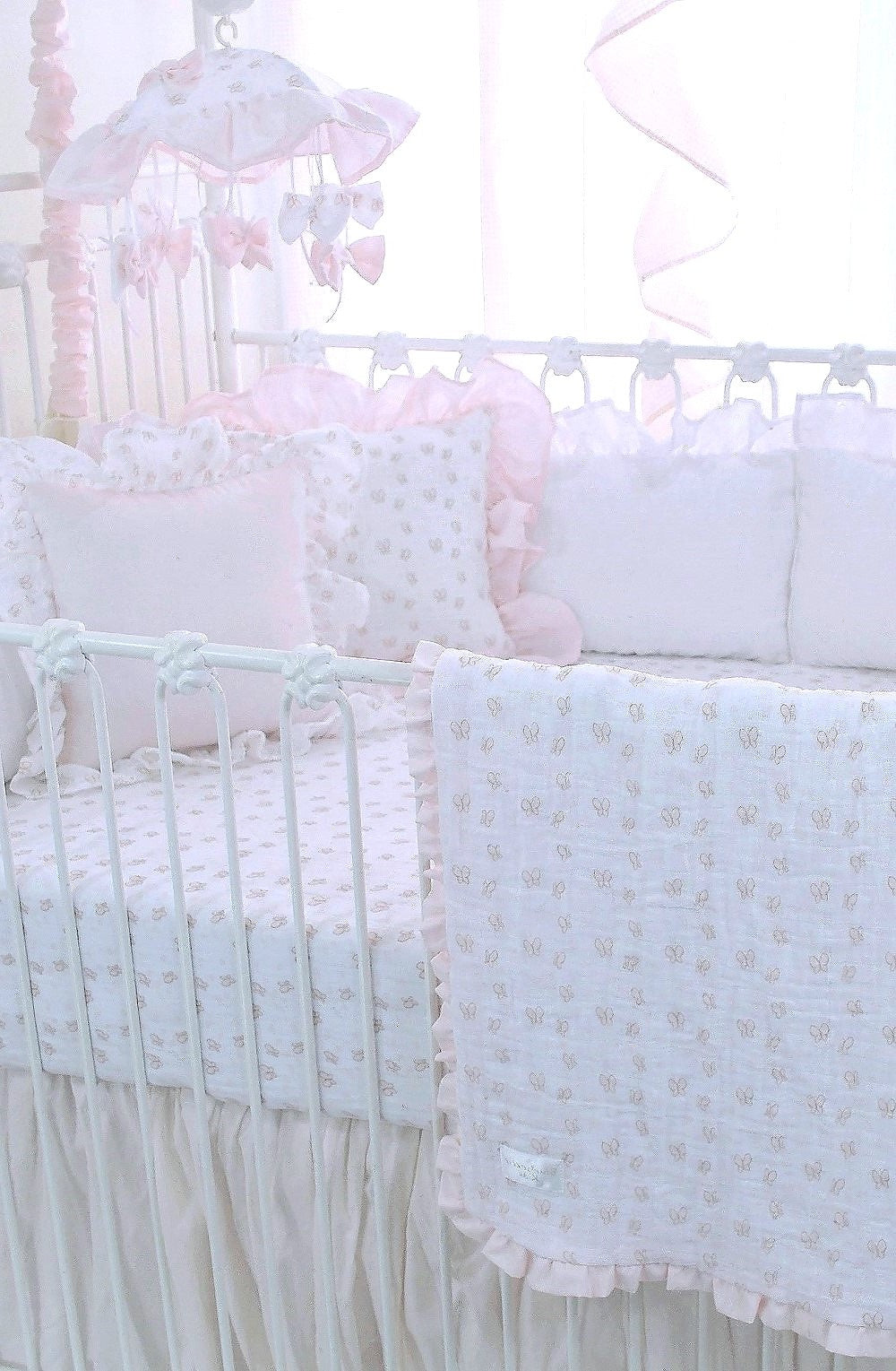 Butterfly Tales Pink Gingham Curtains