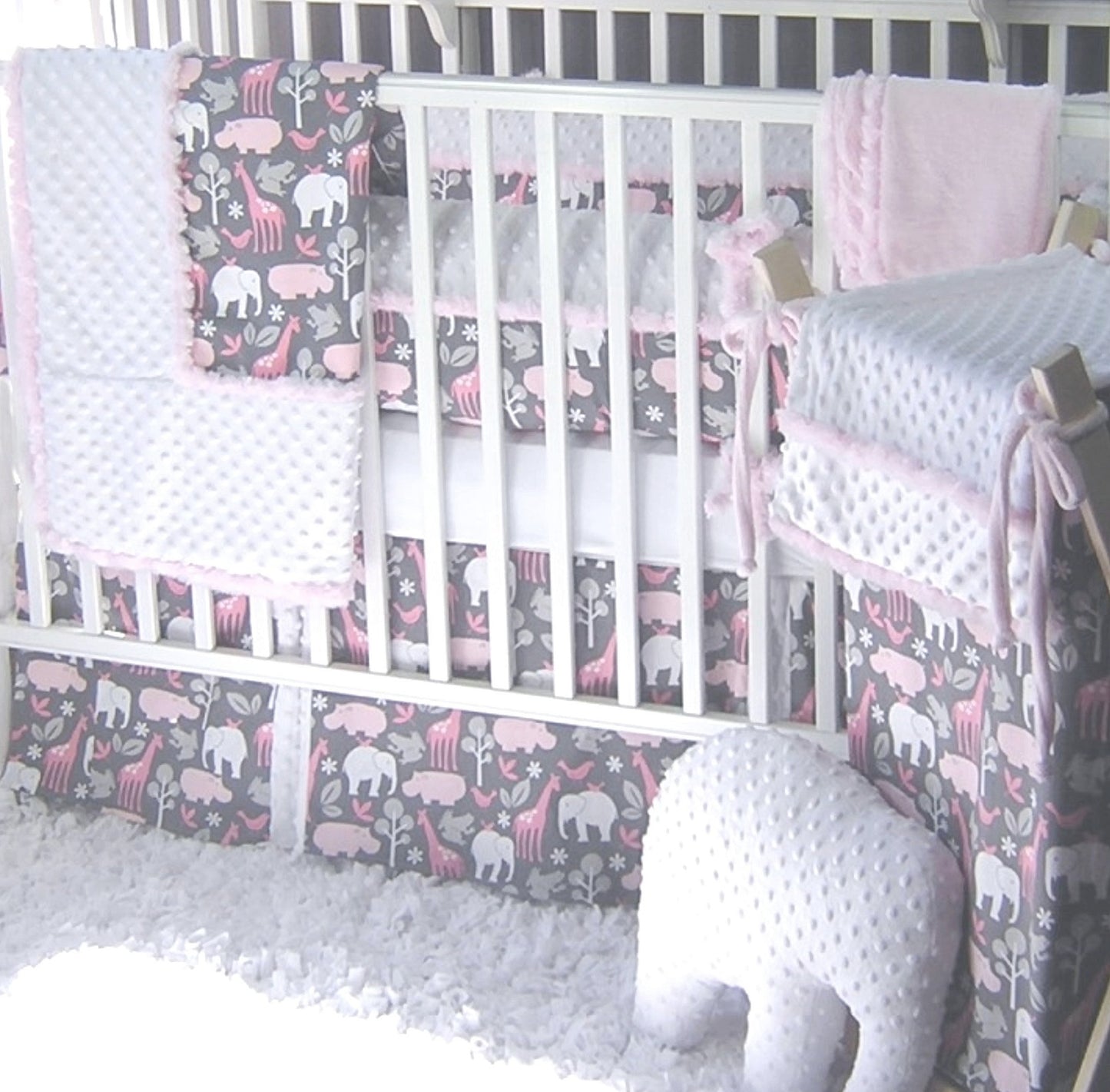 Animal Cookies Pink 4 Piece Crib Bedding Set