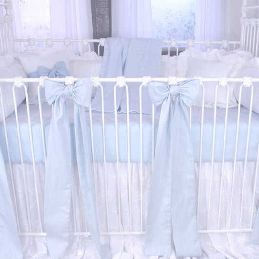 Blue Linen 5 Piece Crib Bedding Set