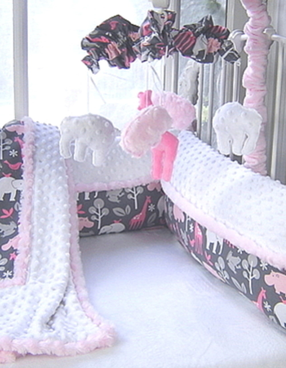 Animal Cookies Pink 3 Piece Crib Bedding Set