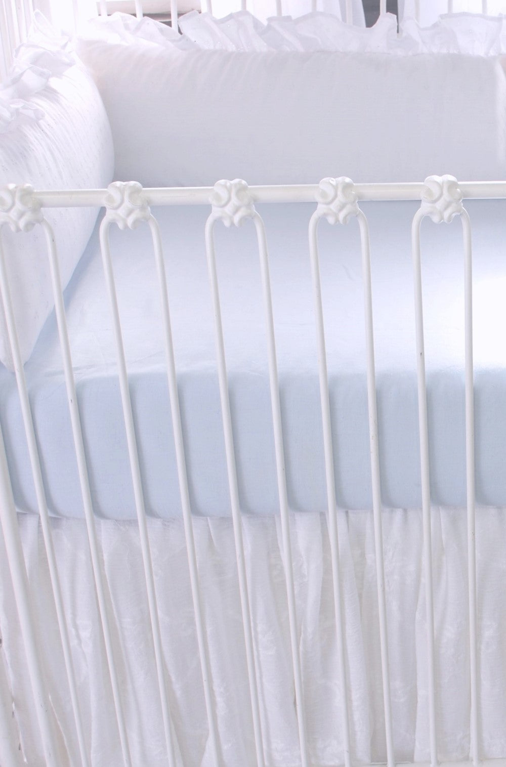 Blue Linen White Cotton Zippered Pillow Sham