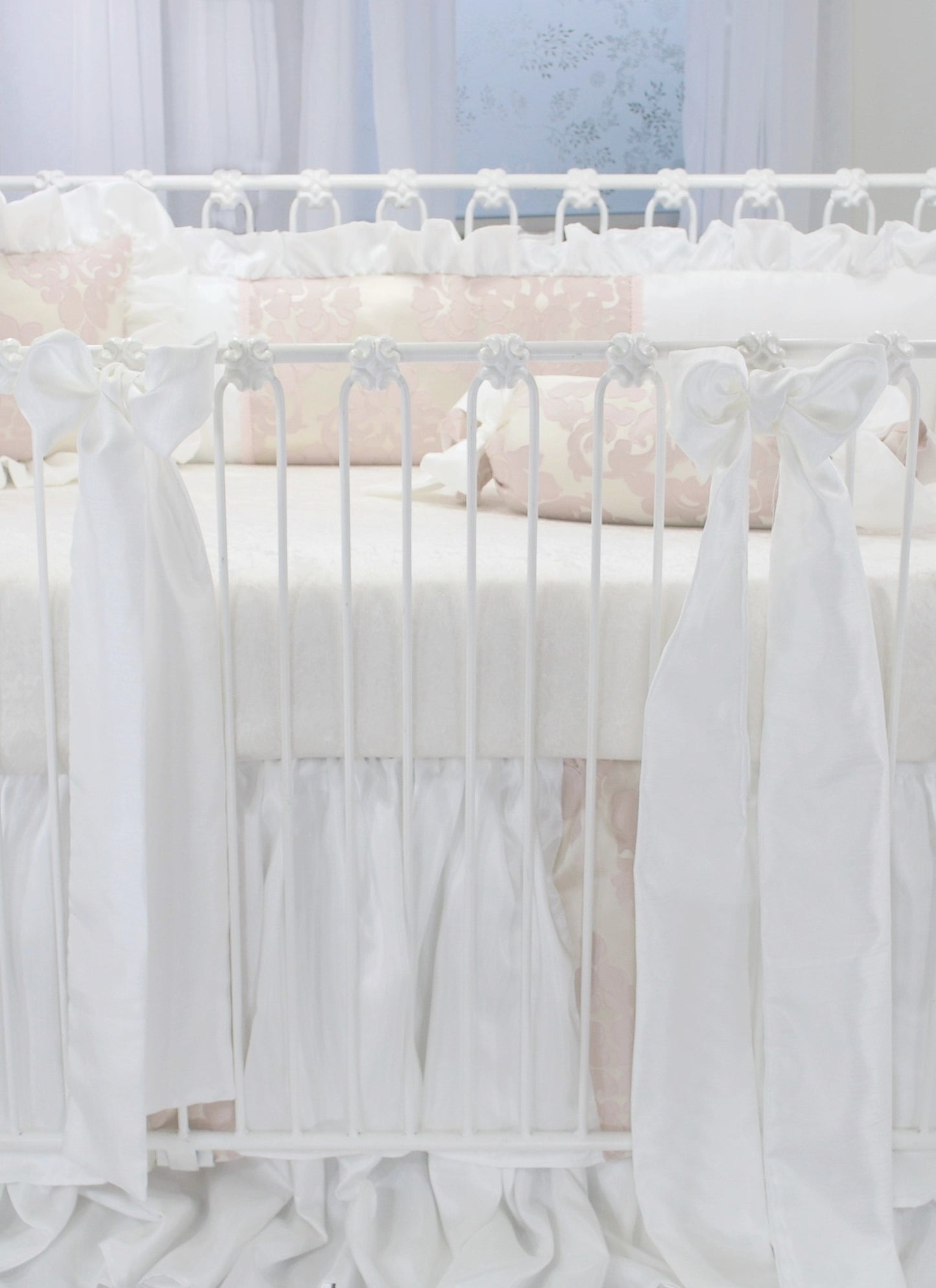 Blush Petal Ivory Crib Bows