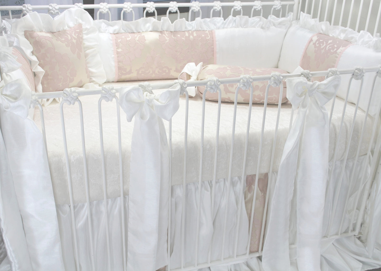 Blush Petal Ivory Crib Bows