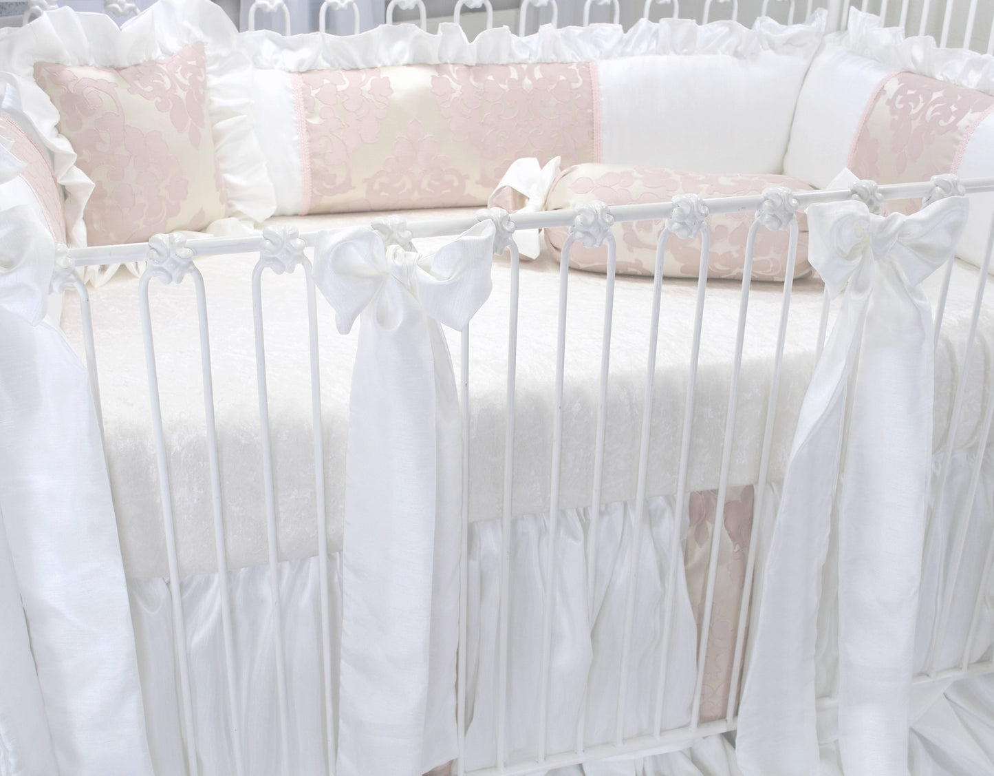 Blush Petal Ivory Crib Bows