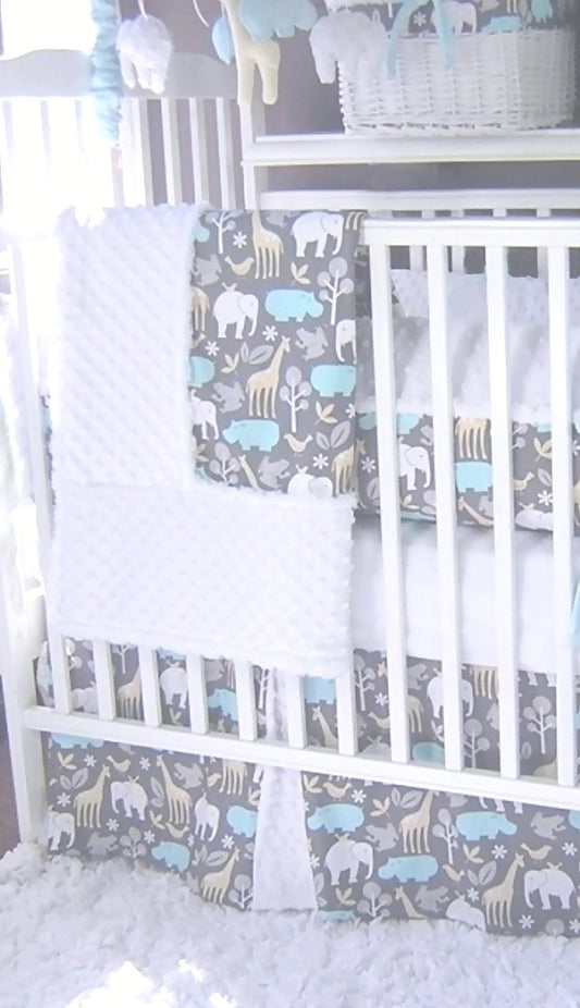 Cookies Blue 4 Piece Crib Bedding Set