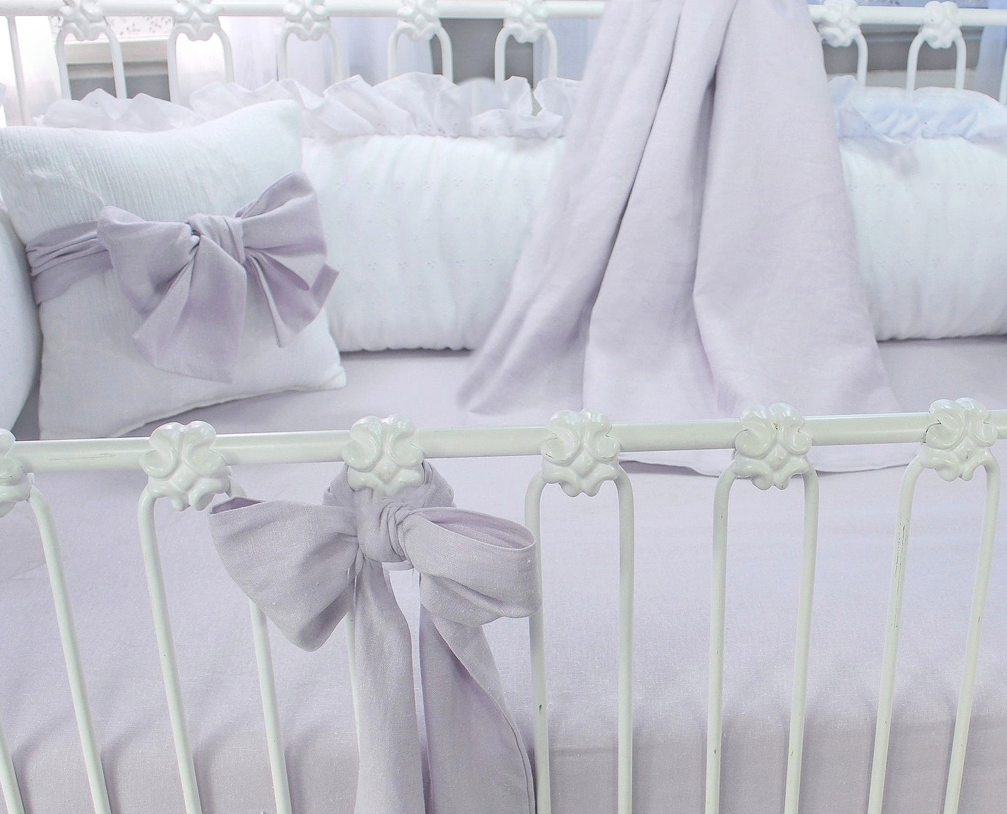 Orchid Lavender Linen 4 Piece Crib Bedding Set
