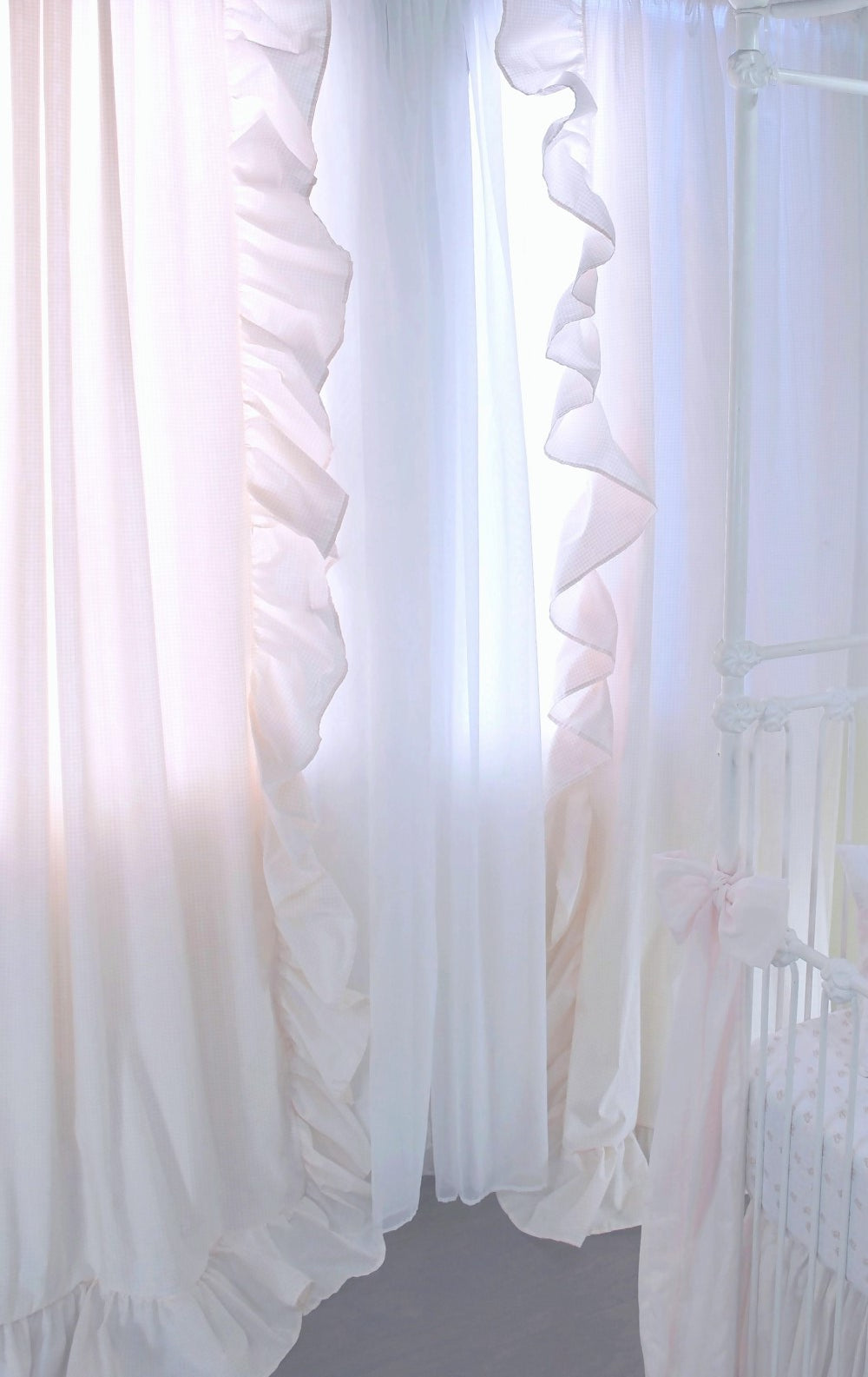 Butterfly Tales Pink Gingham Curtains