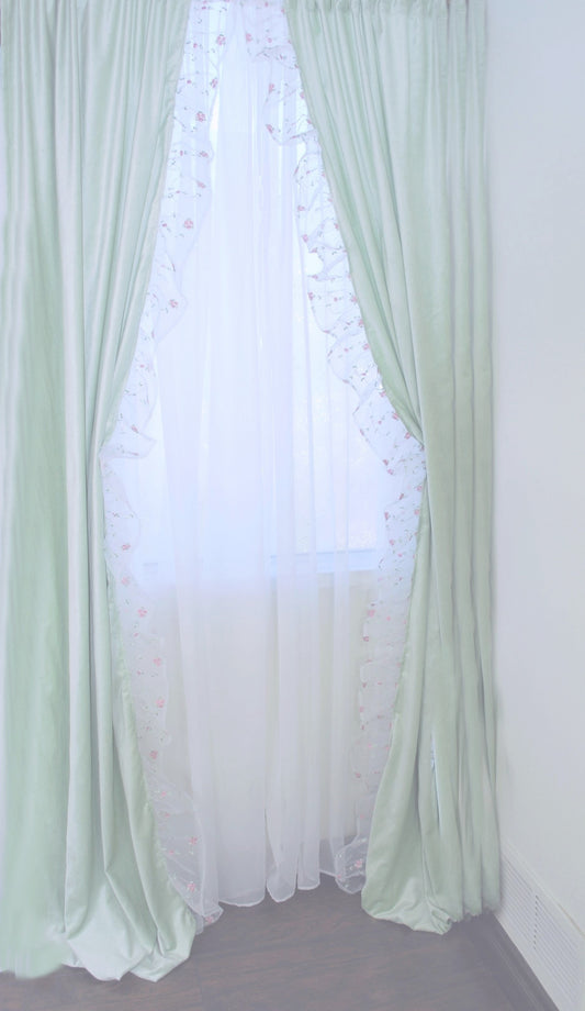 Rose Petal Pink Moss Curtains