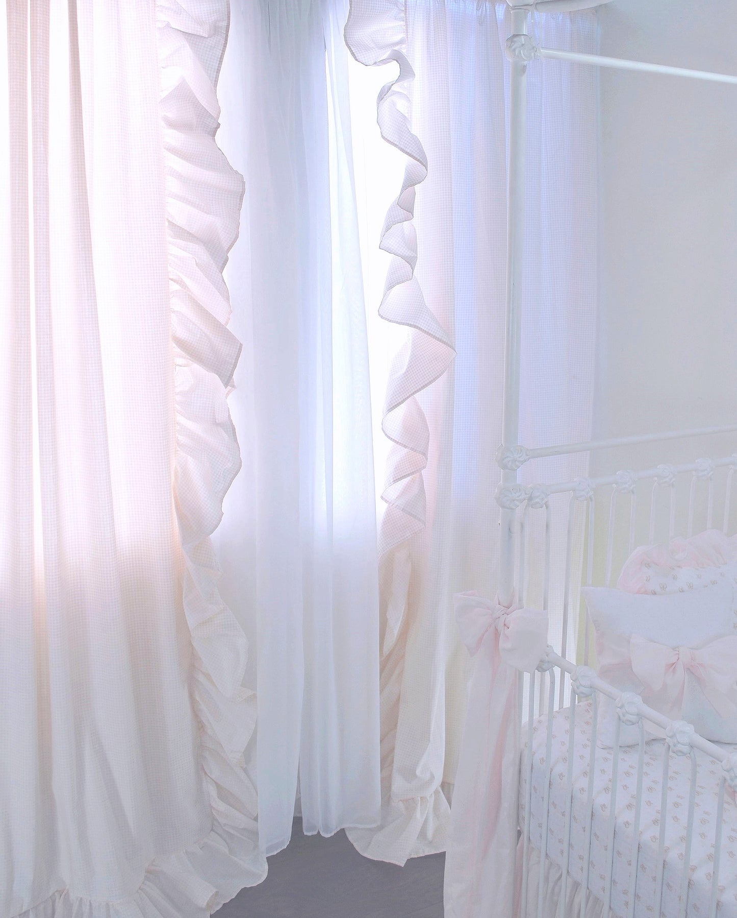 Powder Pink Gingham Curtains