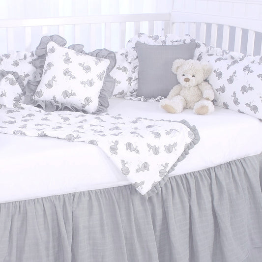 Elephant Tales 3 Piece Cotton Crib Bedding Set