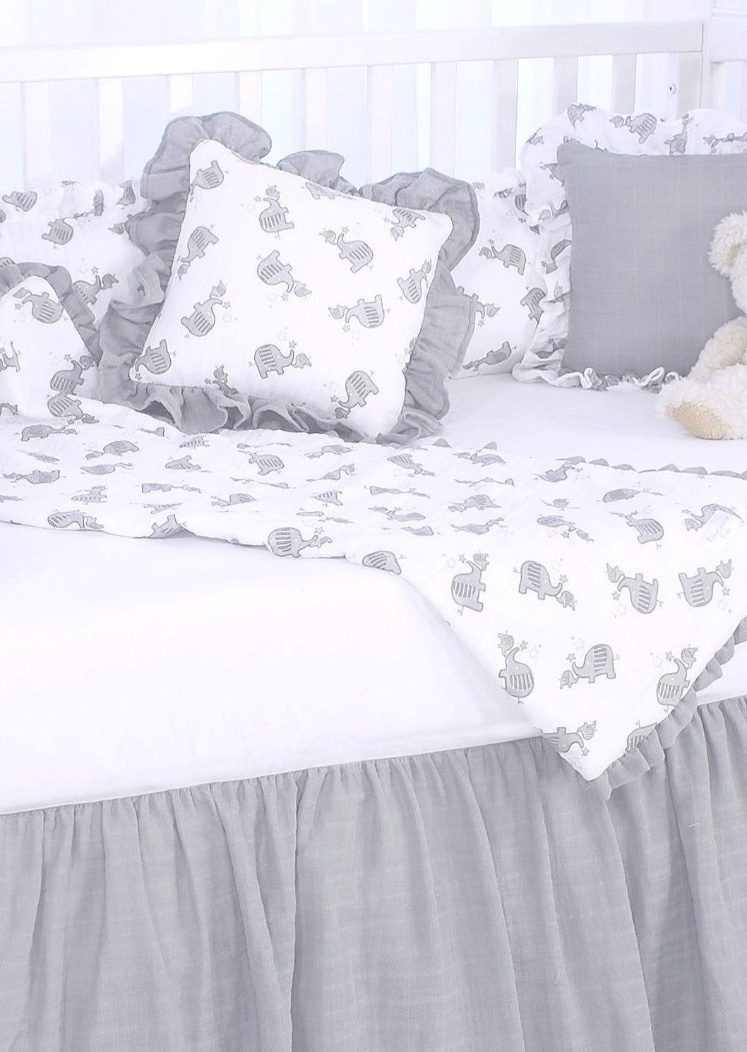 Elephant Tales 4 Piece Cotton Crib Bedding Set