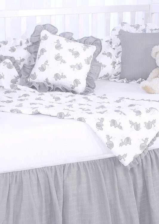 Elephant Tales 4 Piece Cotton Crib Bedding Set