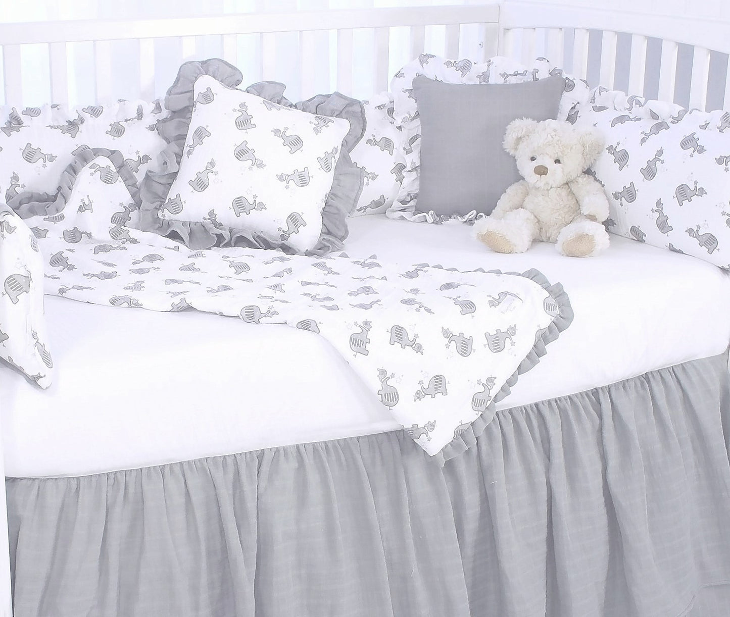 Elephant Tales 3 Piece Cotton Crib Bedding Set