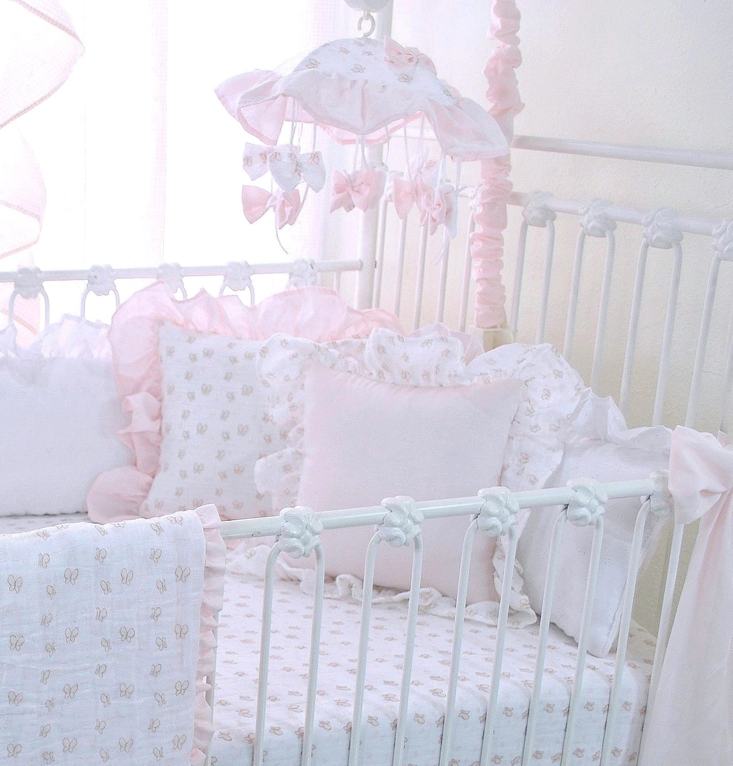 Butterfly Tales Pink 3 Piece Cotton Crib Bedding Set