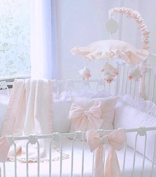Powder Pink Gingham Musical Mobile