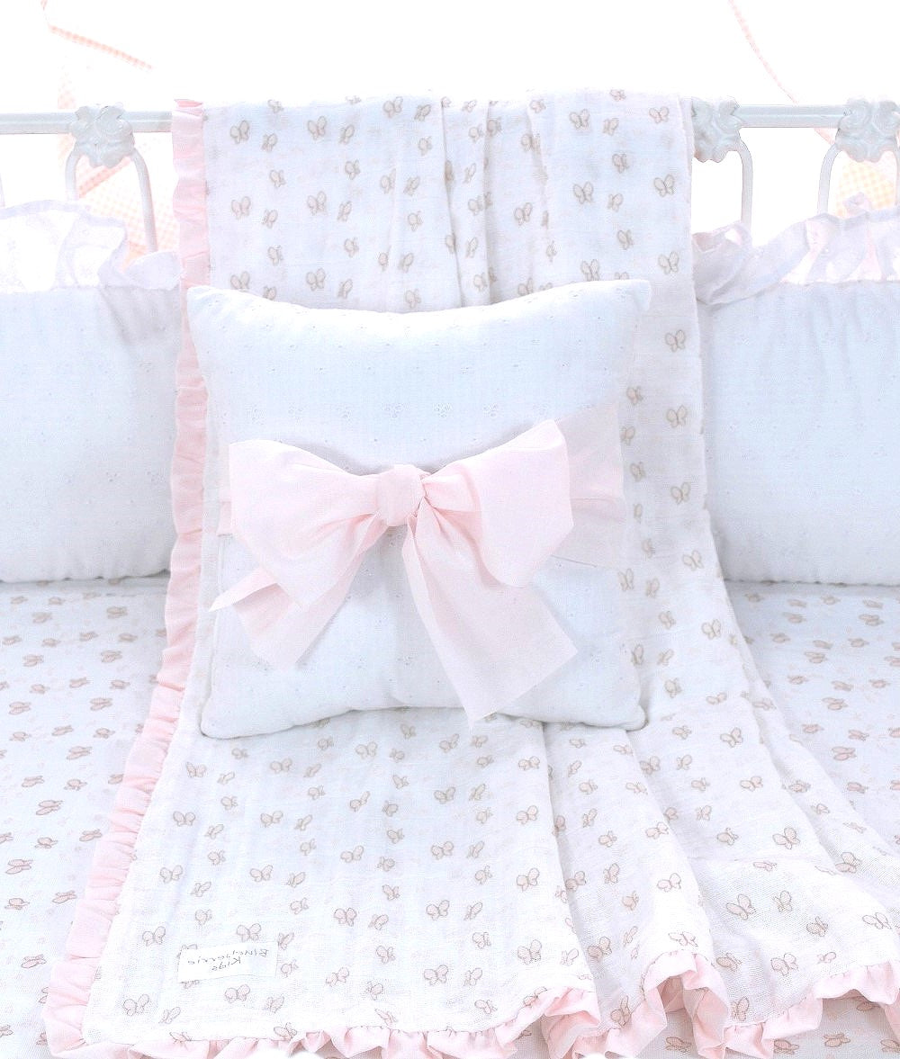 Butterfly Tales Pink 4 Piece Cotton Crib Bedding Set