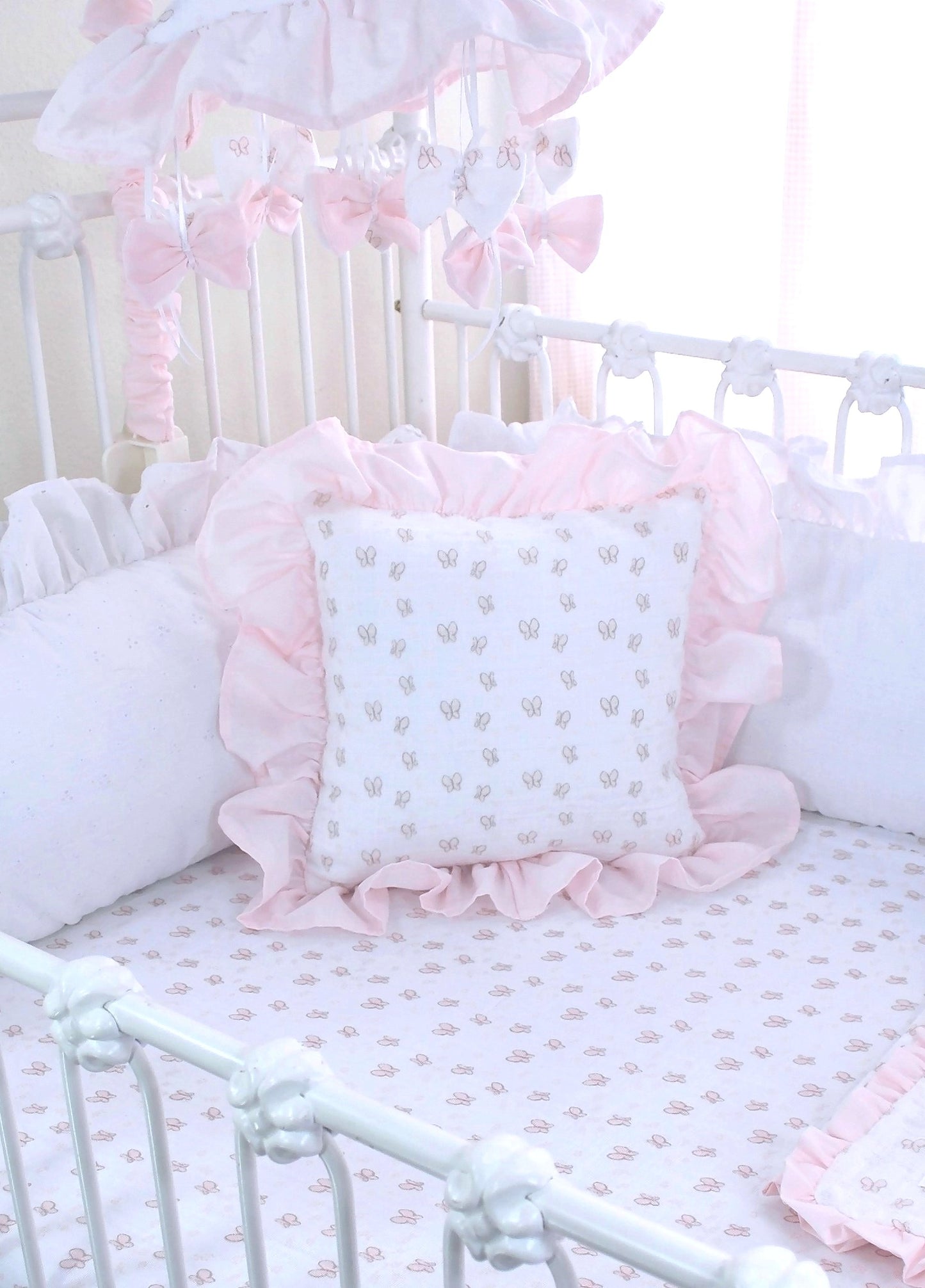 Butterfly Tales Pink 3 Piece Cotton Crib Bedding Set