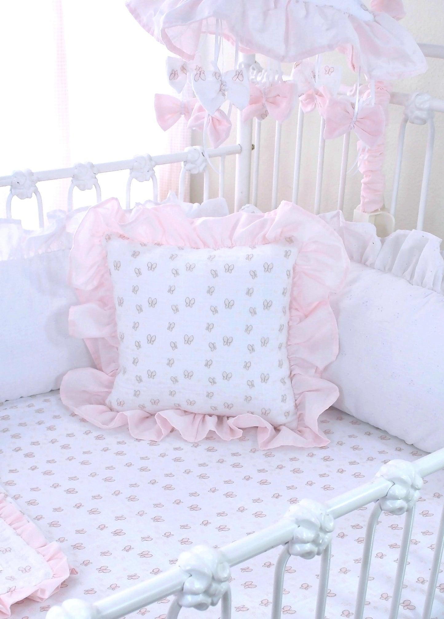 Butterfly Tales Pink Cotton Butterfly Pillow