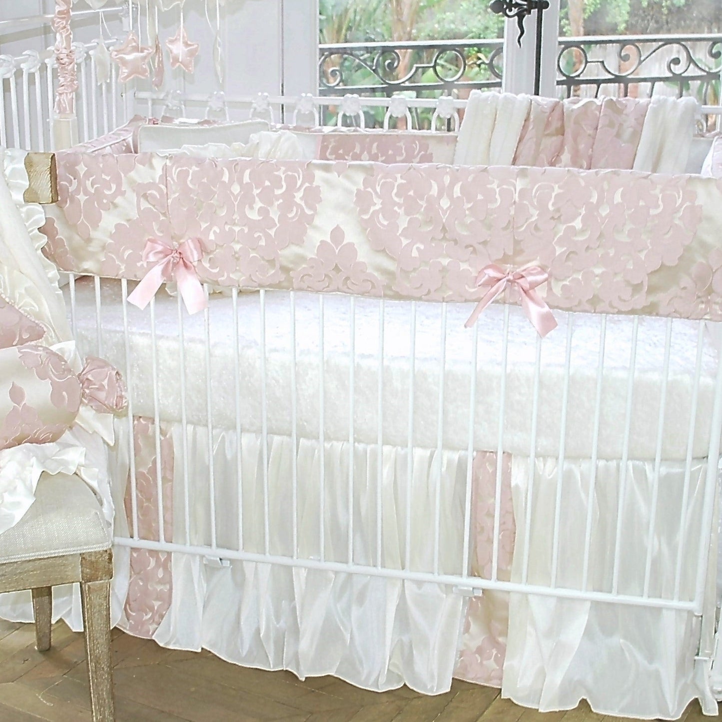 Blush Petal Jacquard Crib Bows