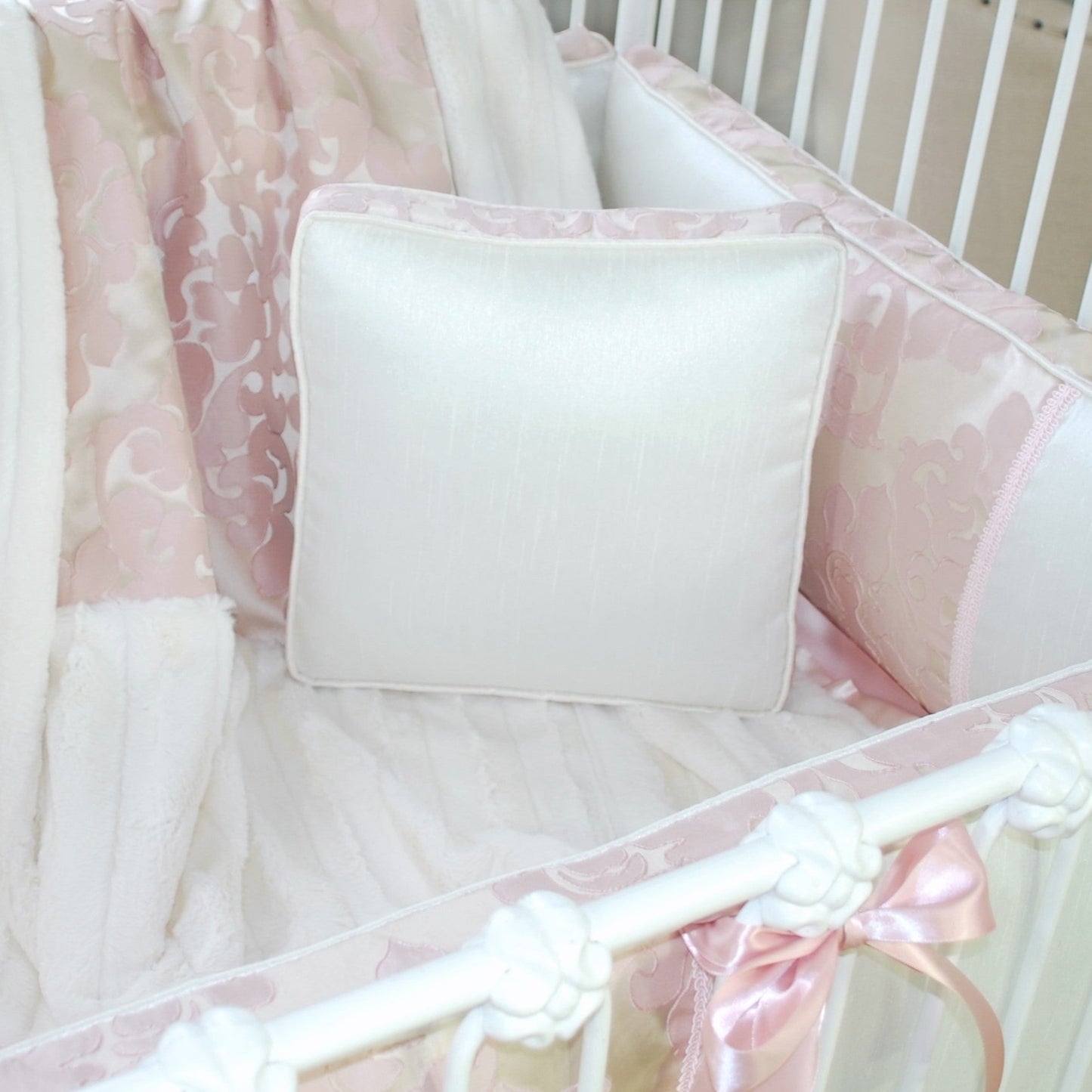 Blush Petal Ivory Square Pillow