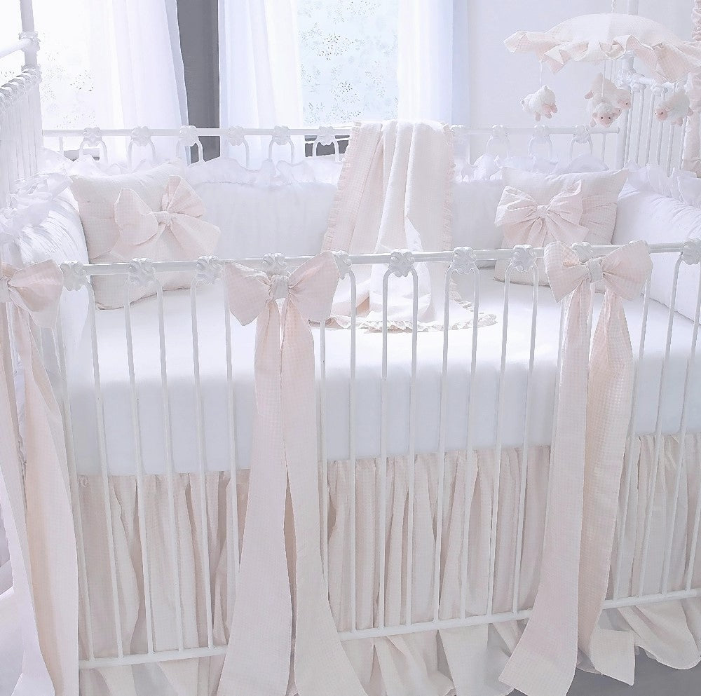 Powder Pink 4 Piece Gingham Crib Bedding Set