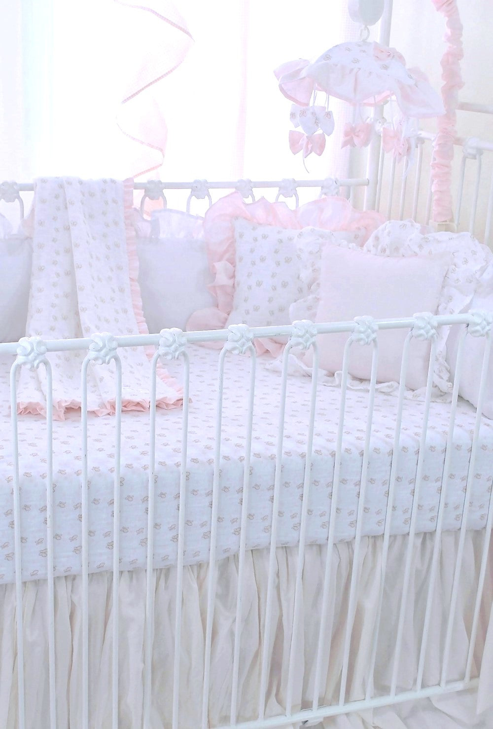 Powder Pink   Butterfly Crib Sheet