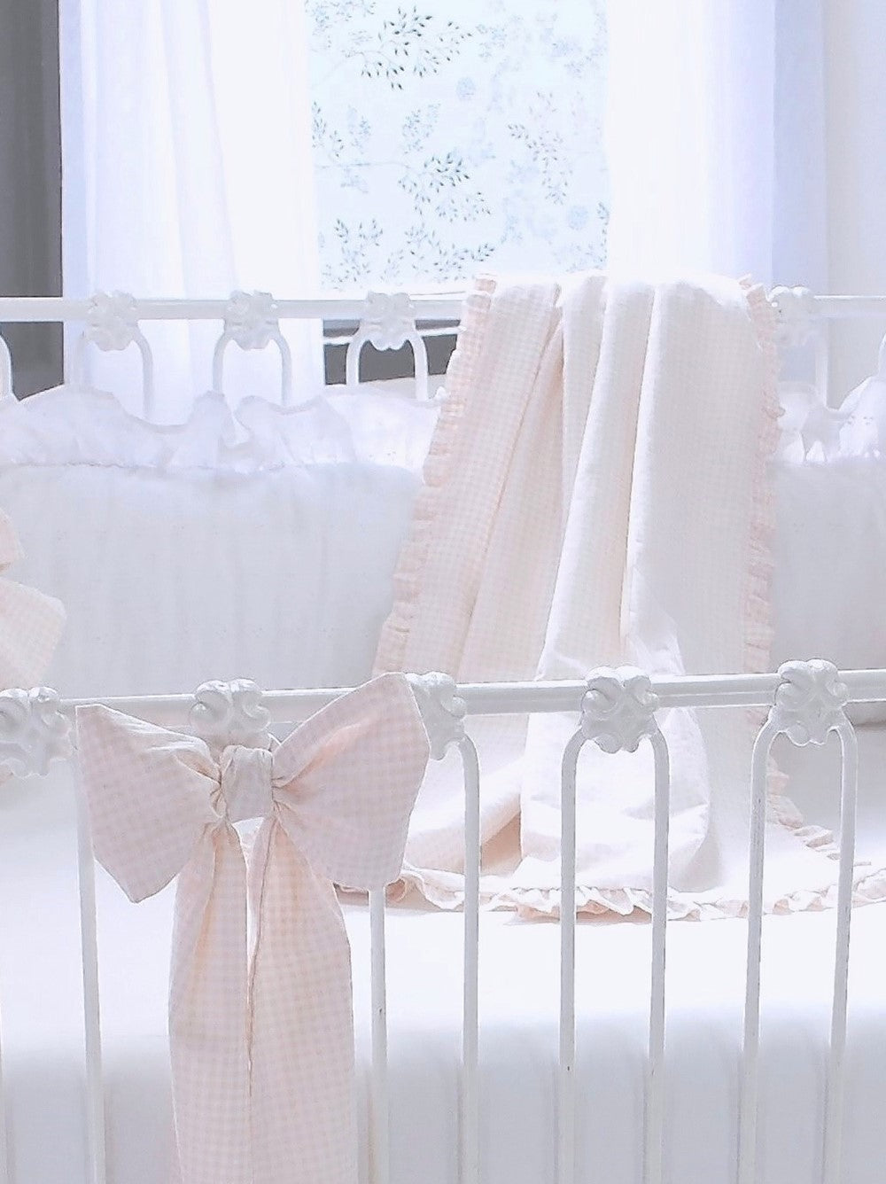 Powder Pink 4 Piece Gingham Crib Bedding Set