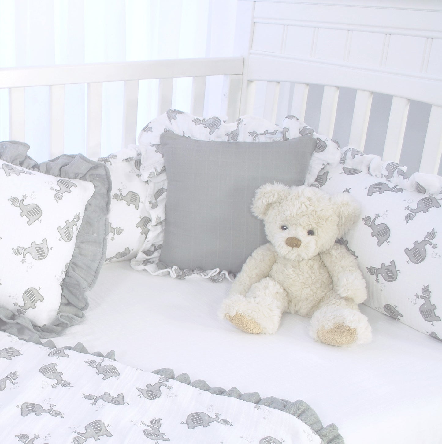 Elephant Tales 3 Piece Cotton Crib Bedding Set