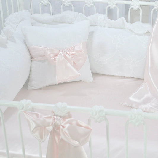 Charlotte Pink Satin Bow Pillow