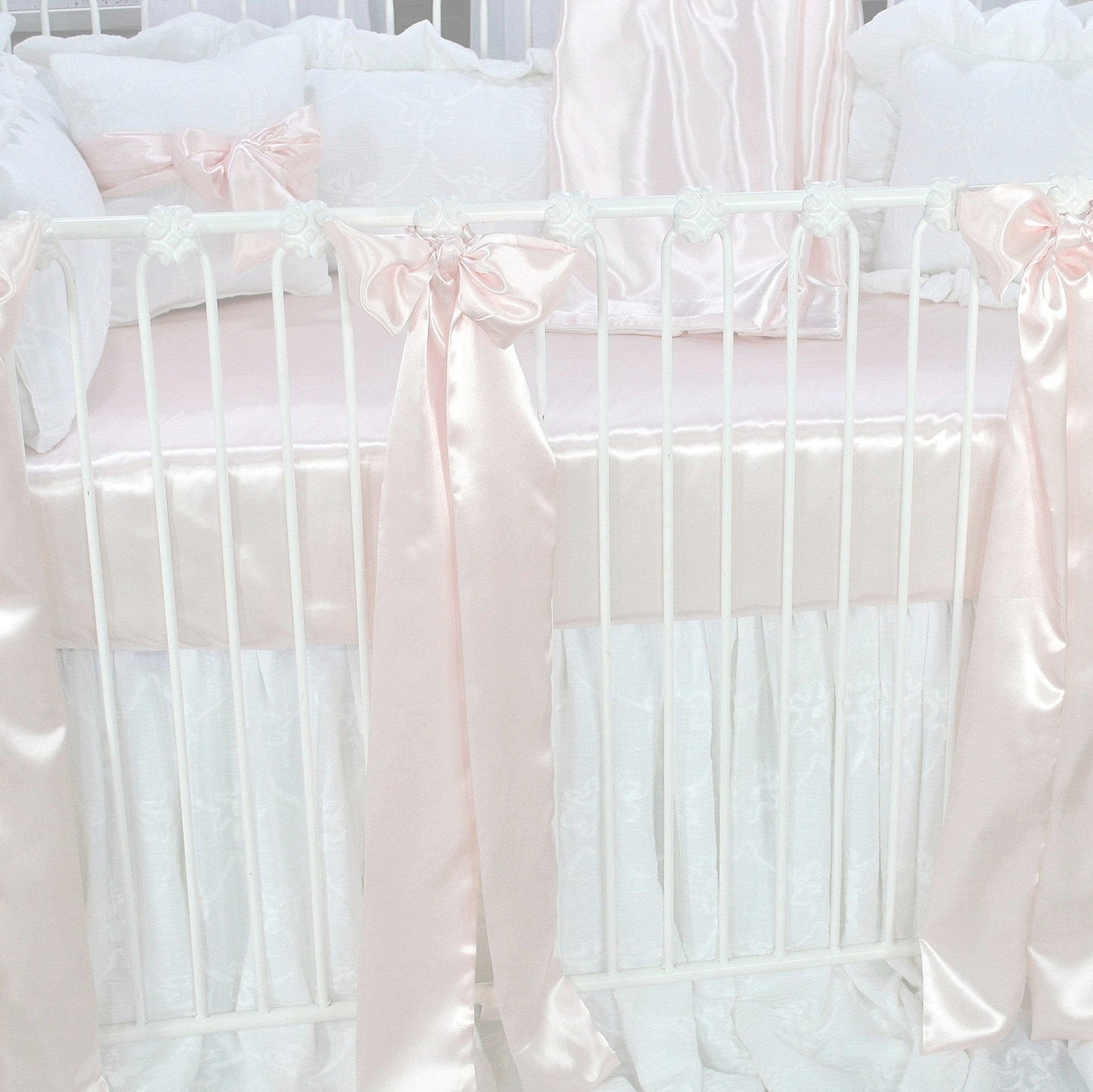 Charlotte Pink Satin 3 Piece Crib Bedding Set